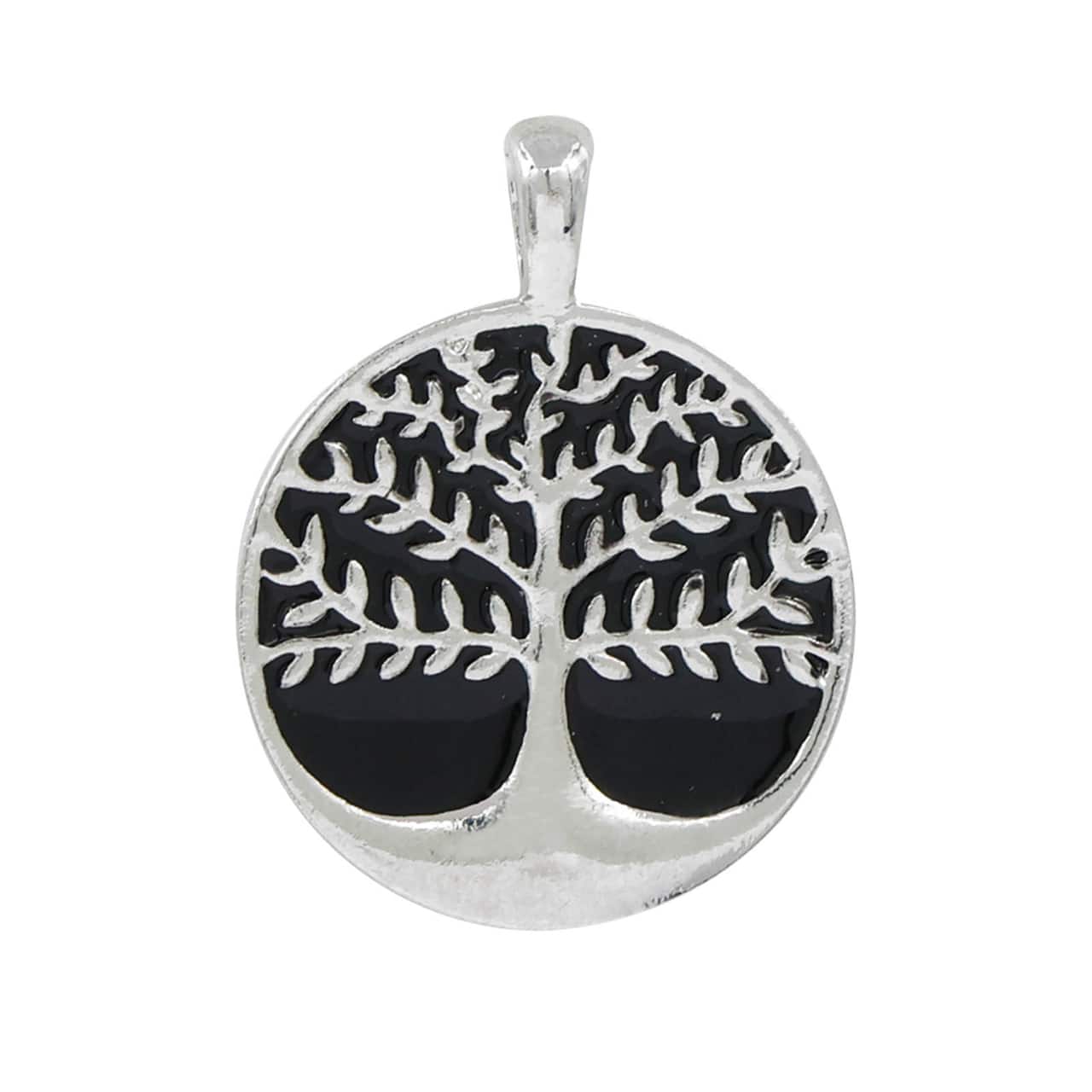 Silver & Black Round Tree of Life Pendant by Bead Landing™